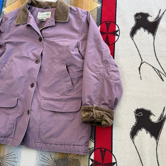 Vintage L.L. Bean Womens Barn Chore Coat Jacket Corduroy Purple XL Quilt Lined - Picture 6 of 11